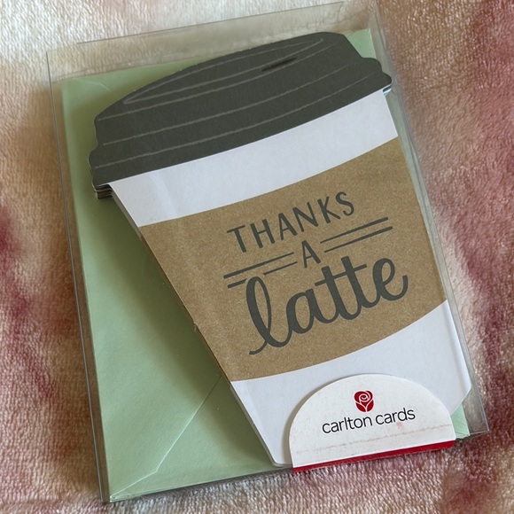 Carlton Cards “Thanks A Latte” Coffee Cup Thank You Cards Set of 10 NWT - Picture 2 of 12